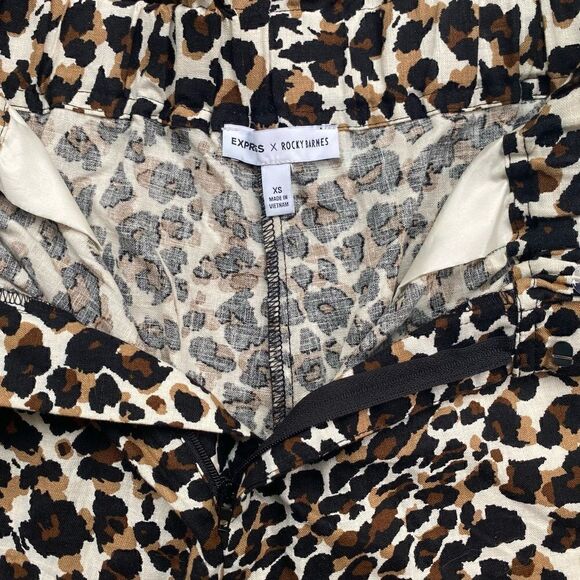 EXPRESS X Rocky Barnes High-waist Leopard Print Paper Bag Shorts - Picture 10 of 15